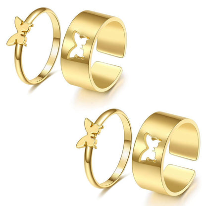 Combo of 2 Attractive Gold Plated Butterfly Women Rings