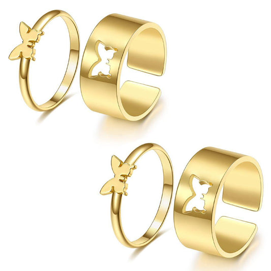 Combo of 2 Attractive Gold Plated Butterfly Women Rings