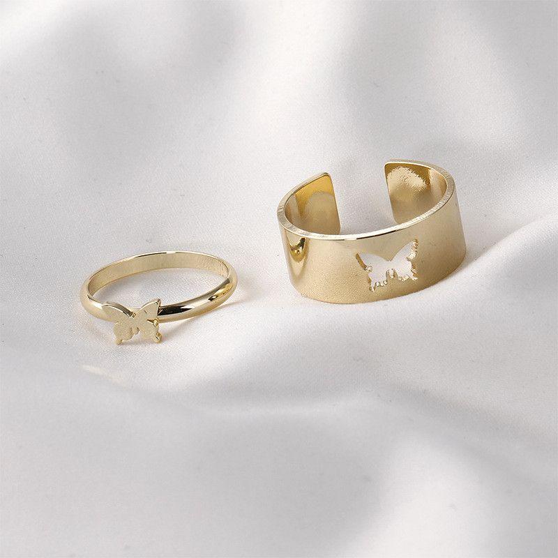 Combo of 2 Attractive Gold Plated Butterfly Women Rings